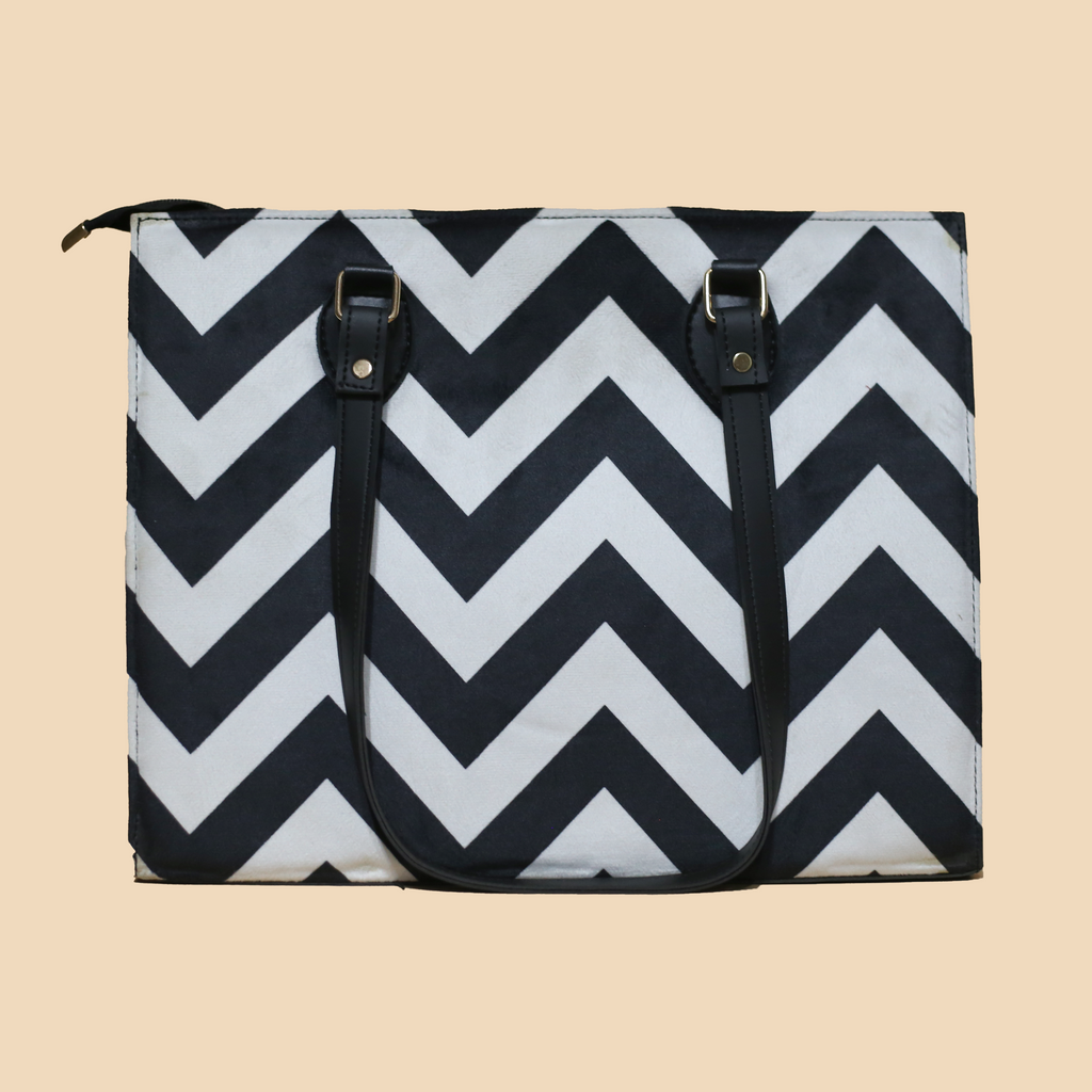 Chevron Black & White Canvas Tote Bag
