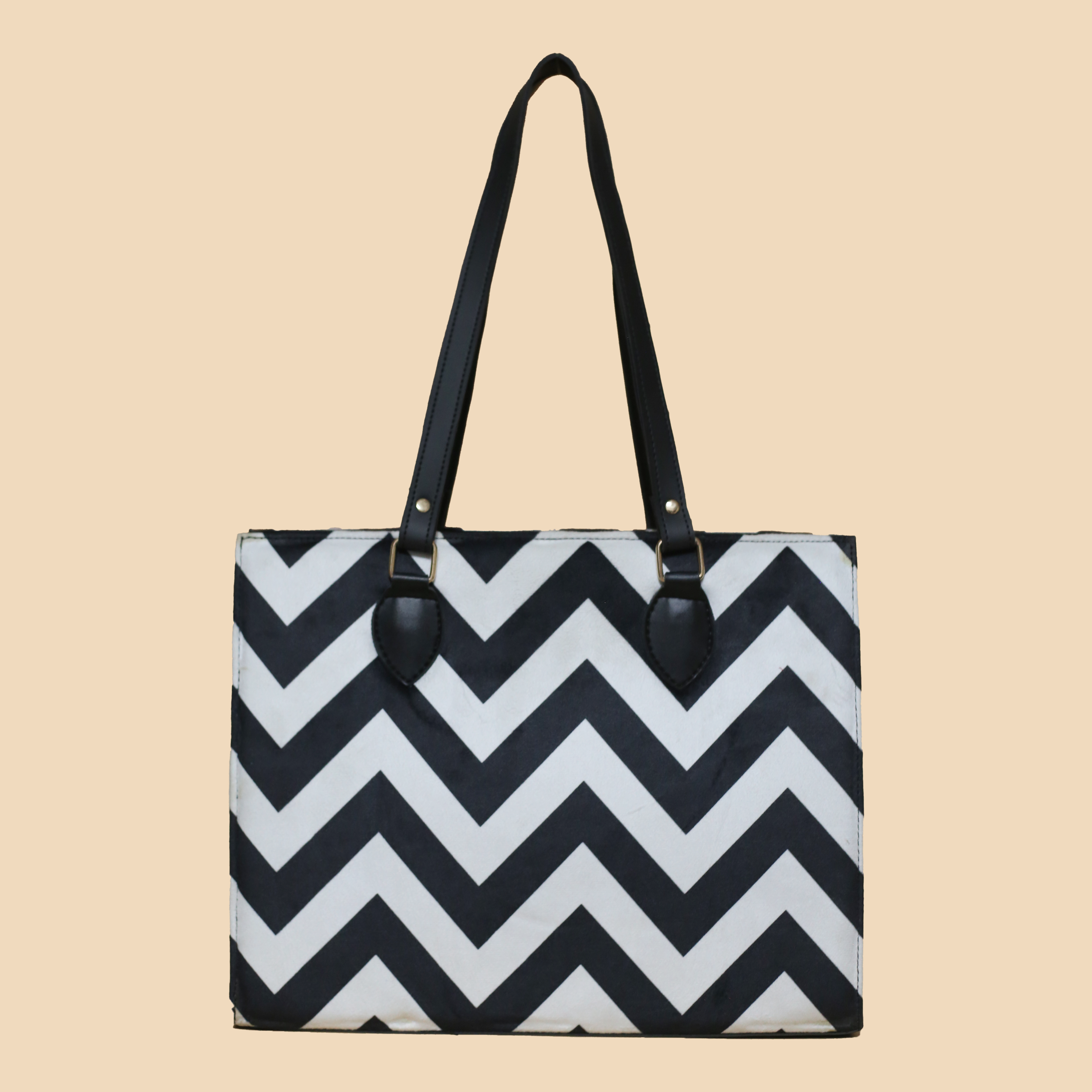 Chevron Black & White Canvas Tote Bag