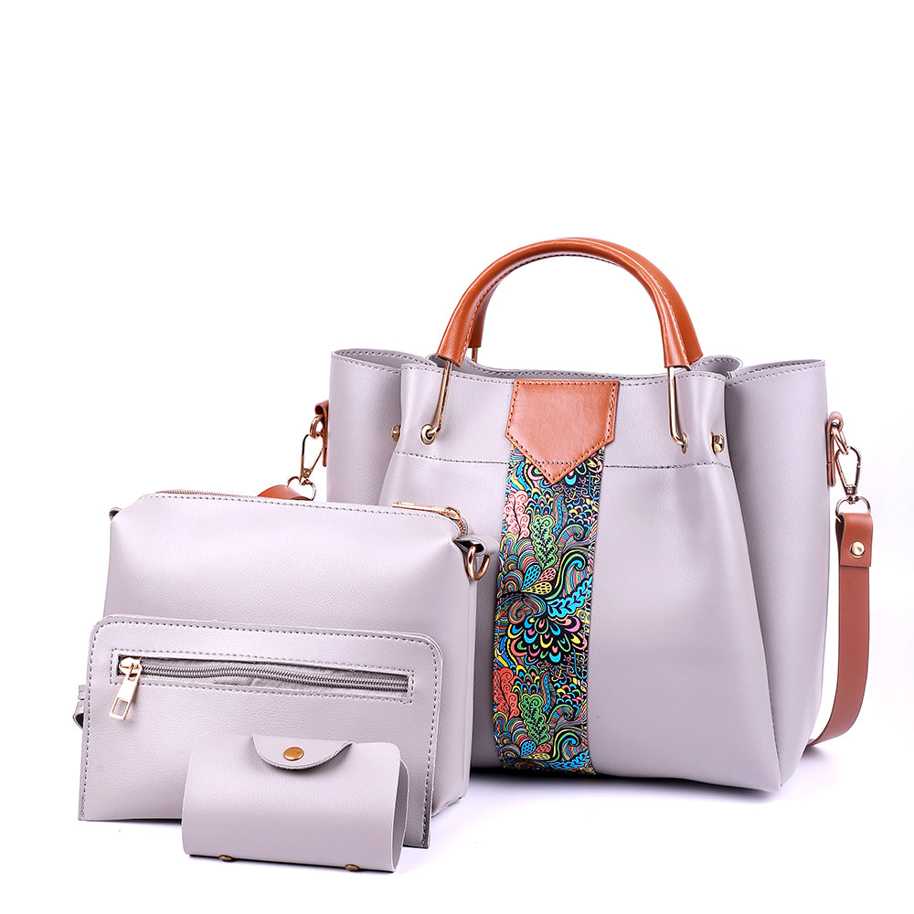Delicacy 4 Pcs Stone Grey Handbag