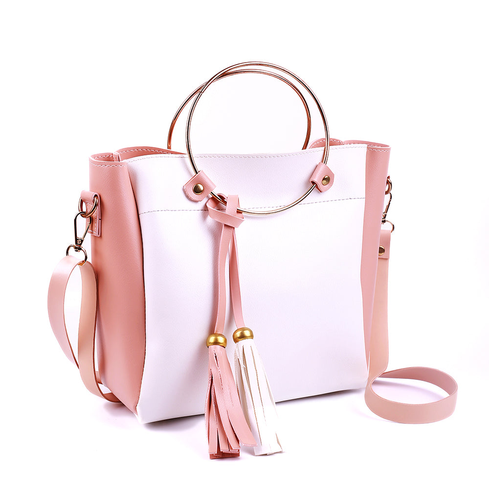 Iconic T-Pink and White Handbag