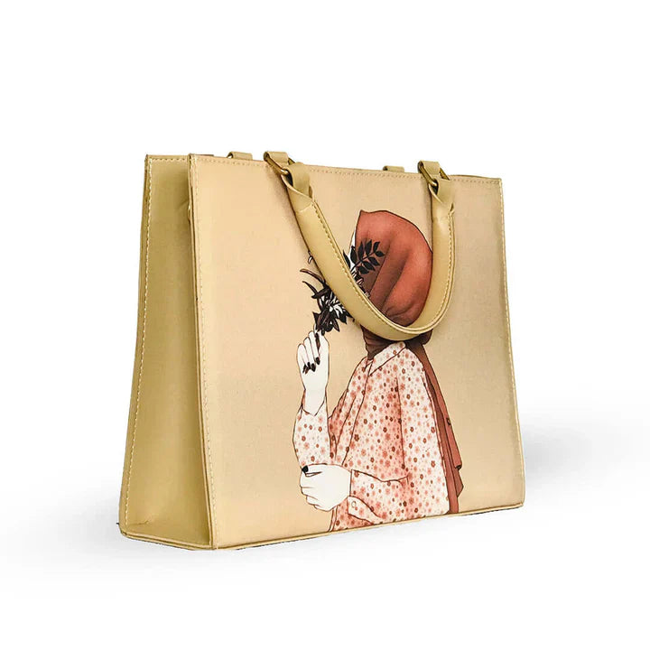 Hijab Girl Beige Canvas Tote Bag