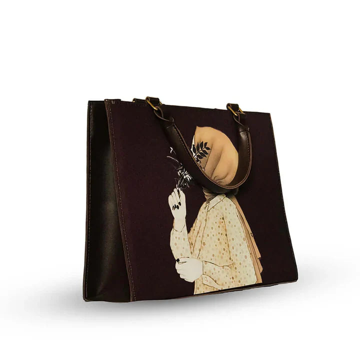 Hijab Girl Dark Brown Canvas Tote Bag