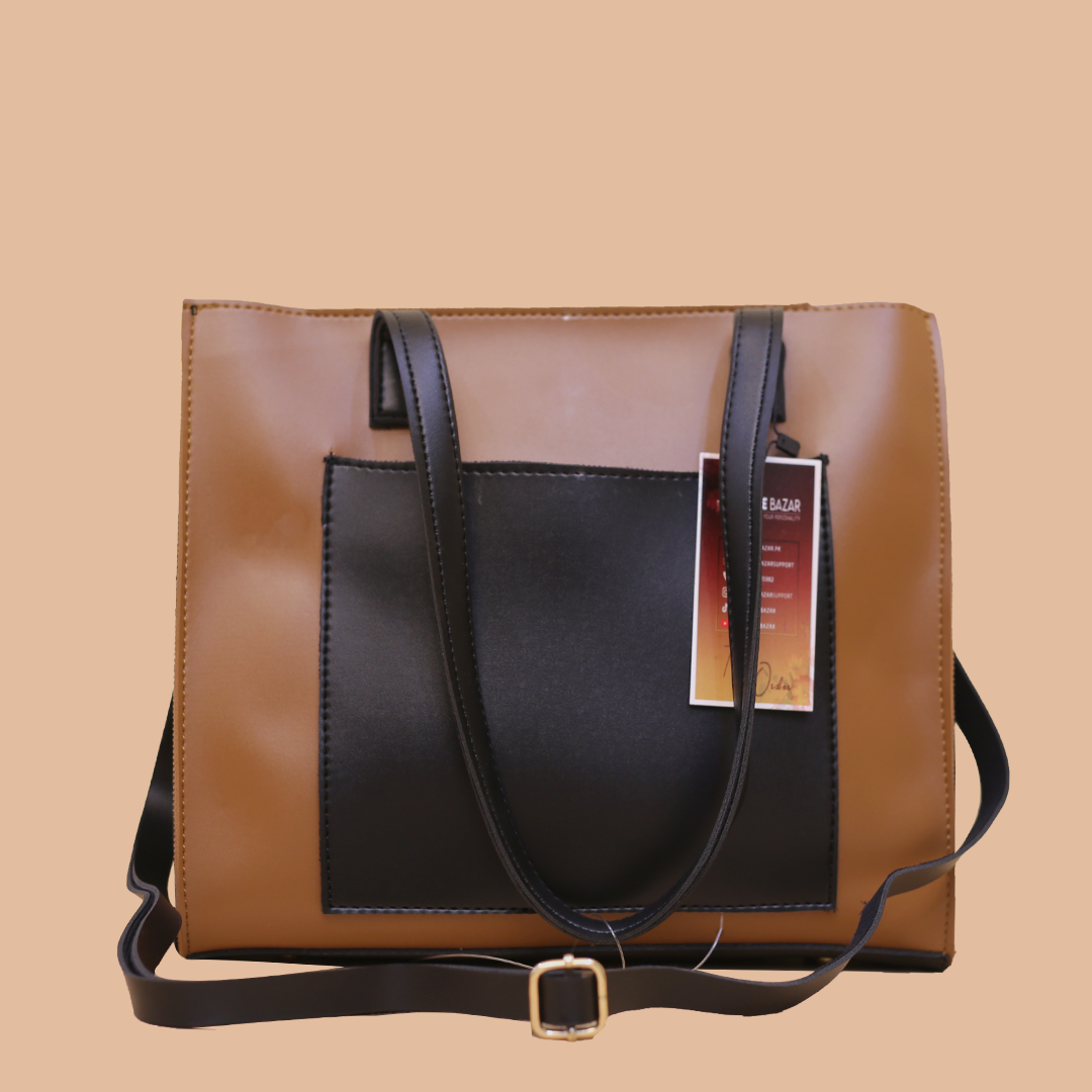 Floral Brown and Black Shoulder Bag