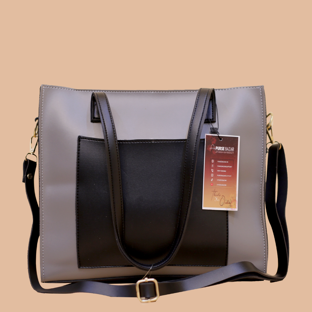 Floral Grey and Black Shoulder Bag