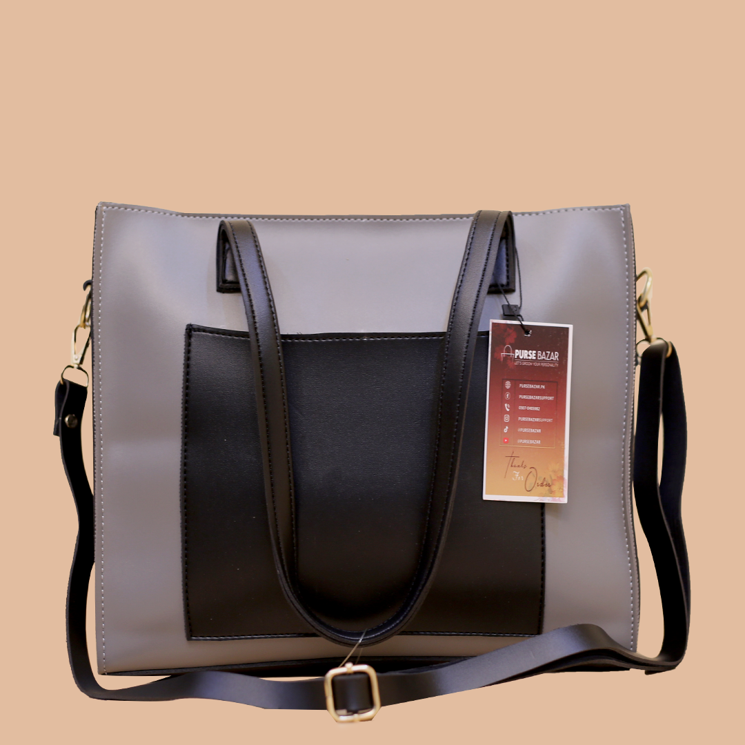 Floral Grey and Black Shoulder Bag