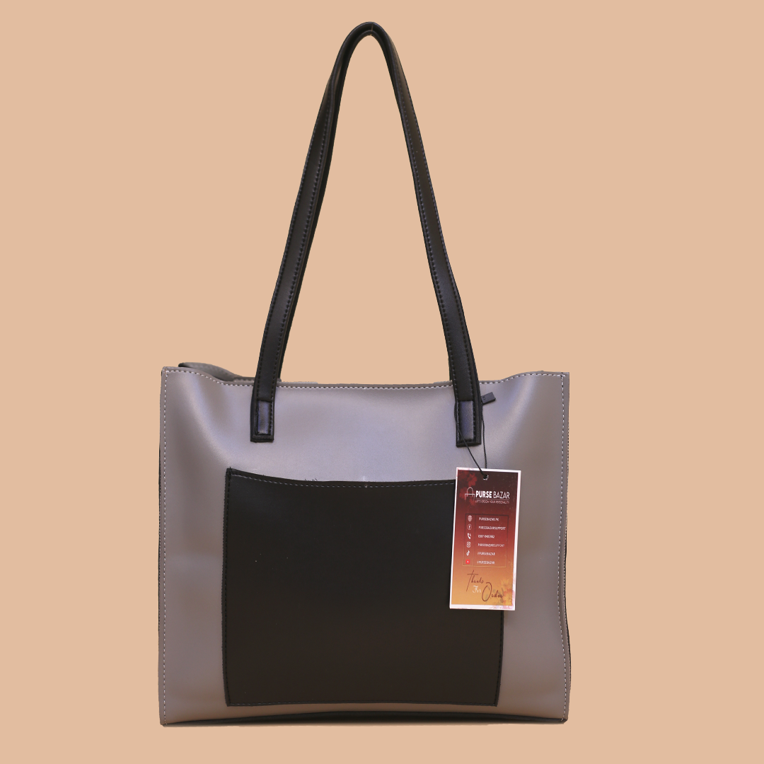 Floral Grey and Black Shoulder Bag