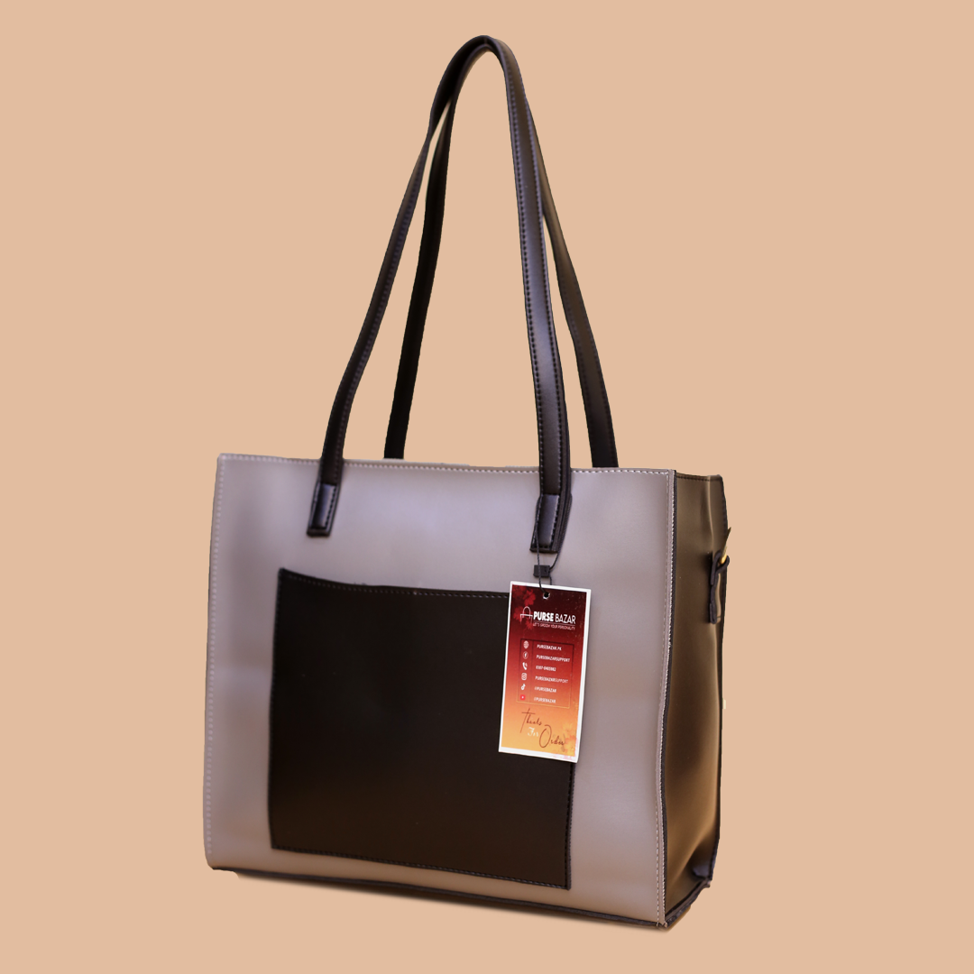 Floral Grey and Black Shoulder Bag