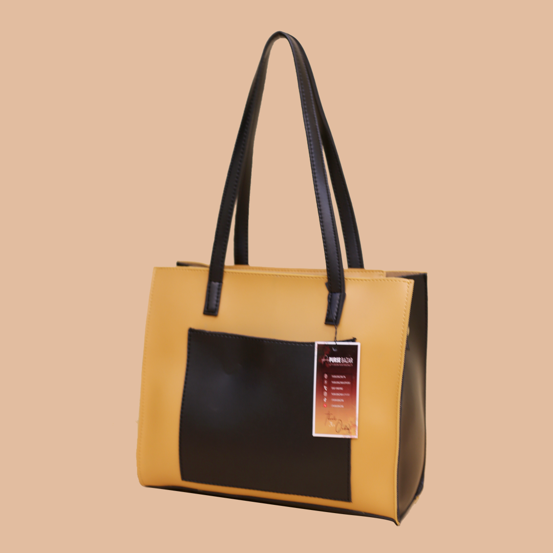 Floral Yellow and Black Shoulder Bag