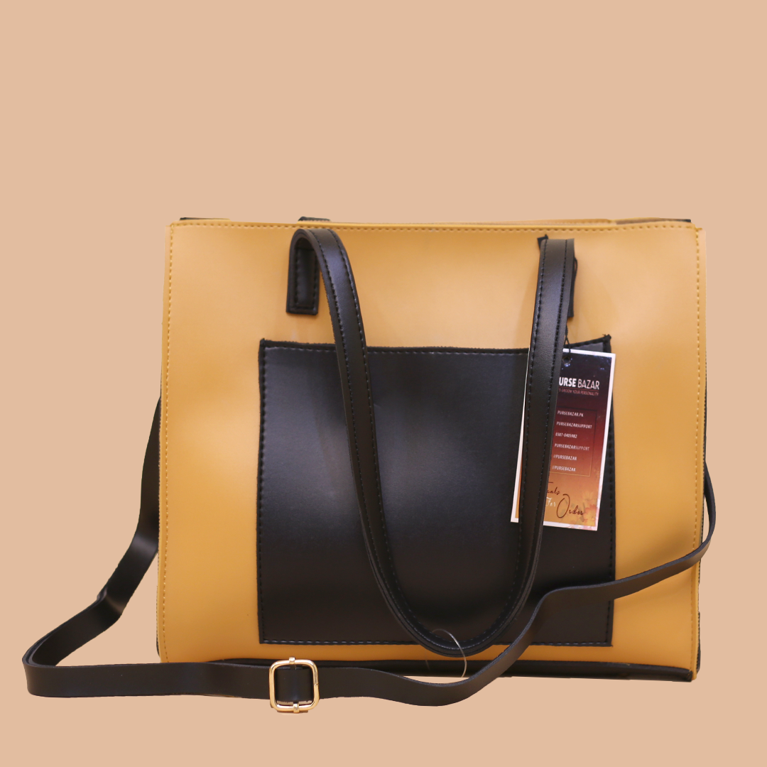 Floral Yellow and Black Shoulder Bag