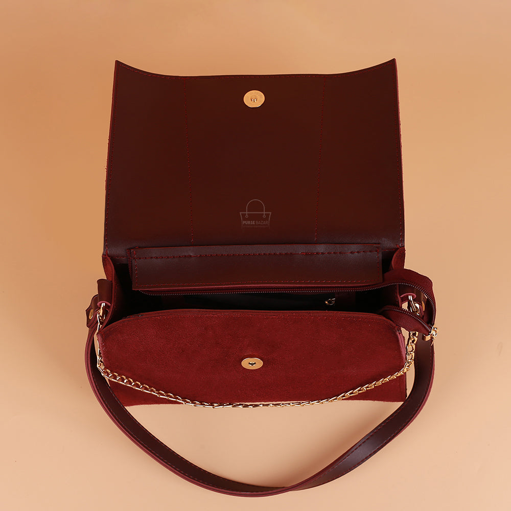 Sleeve Maroon Crossbody Bag