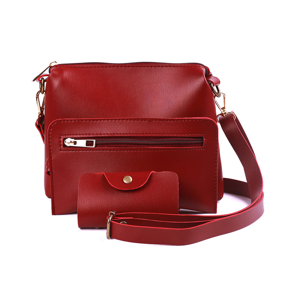 Delicacy 4 Pcs Wine Red Handbag