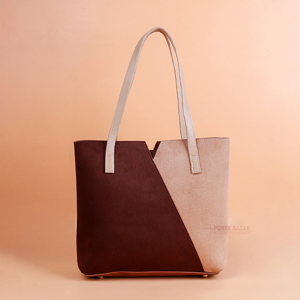 TRONO MAROON AND SKIN TOTE BAG