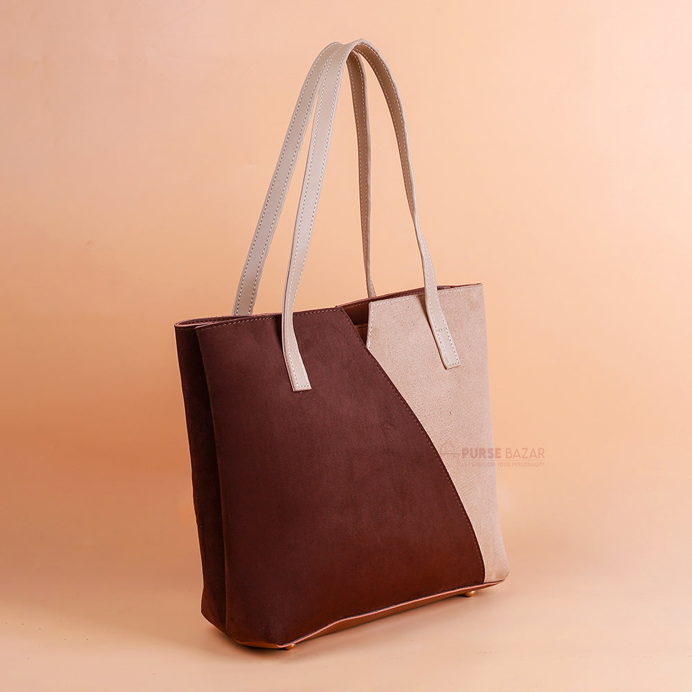 TRONO MAROON AND SKIN TOTE BAG