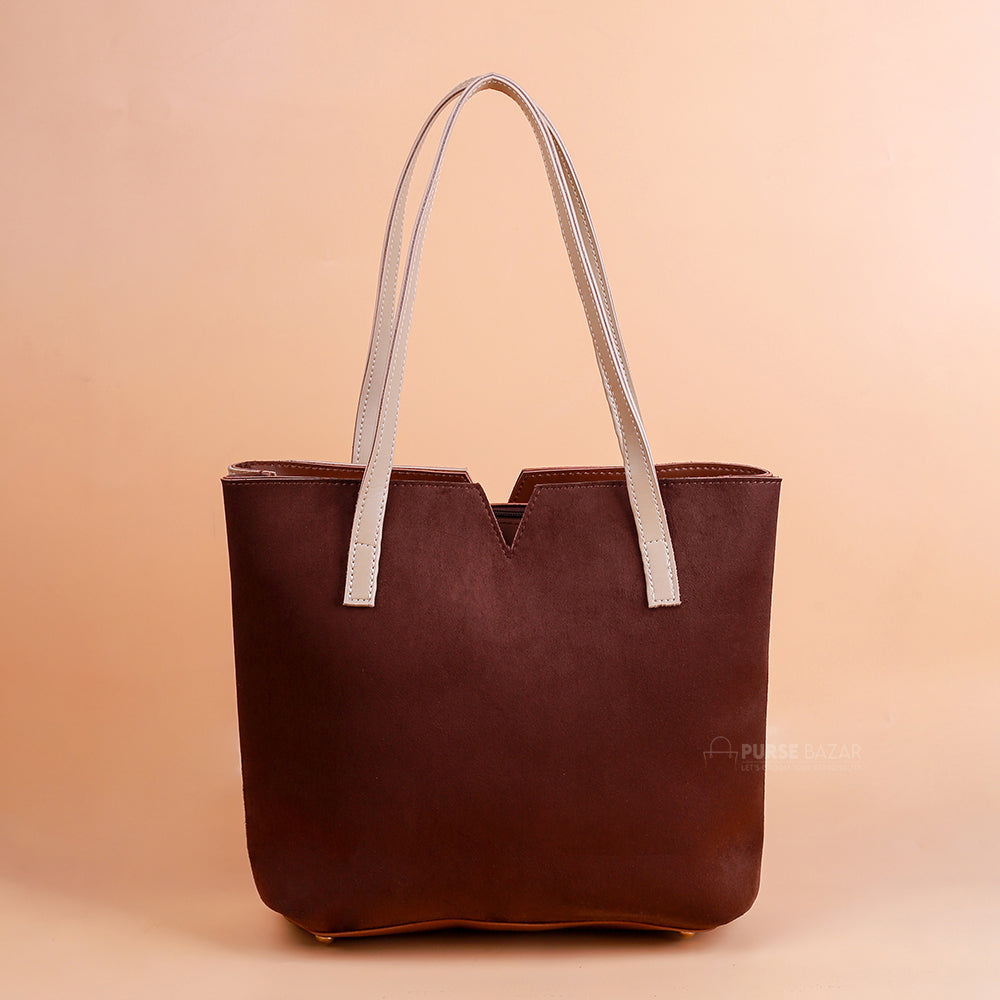 TRONO MAROON AND SKIN TOTE BAG