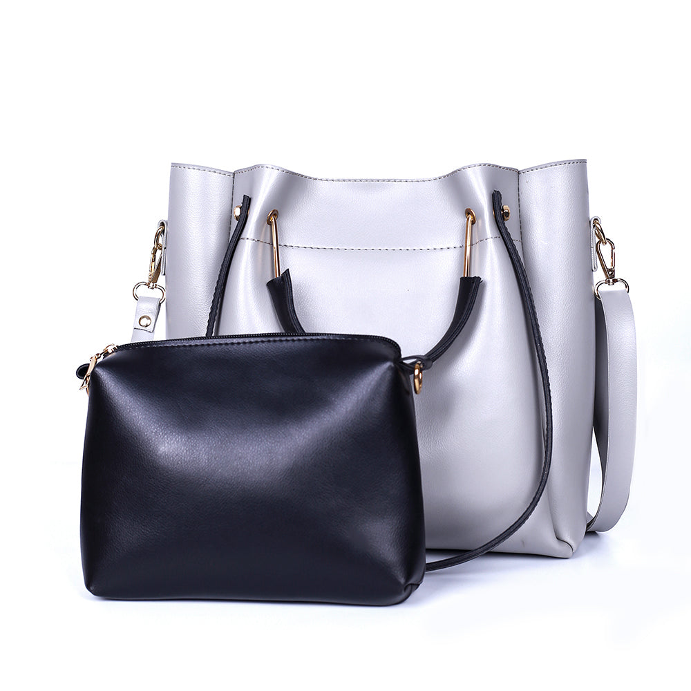 Job Joy Grey and Black 2 Pcs Handbag