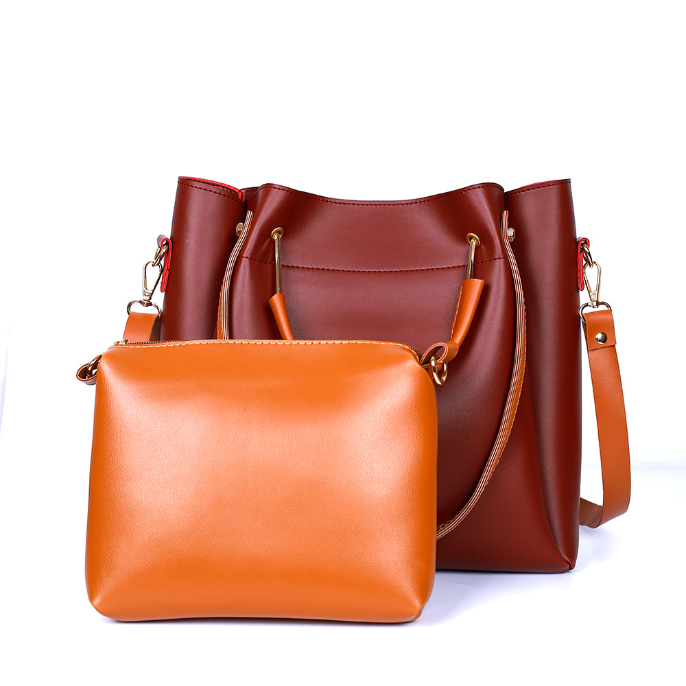 Job Joy Maroon and Brown 2 Pcs Handbag
