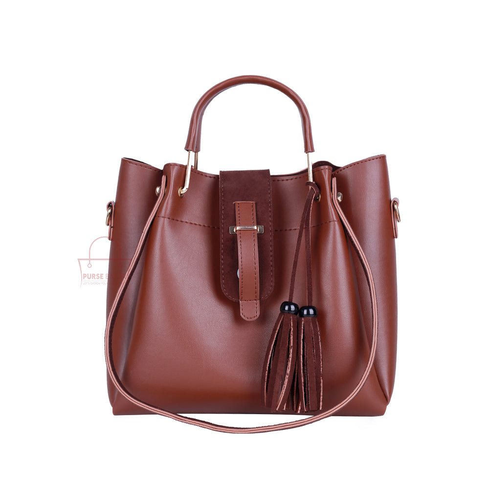 Fancy 3 Pcs Brown Handbag