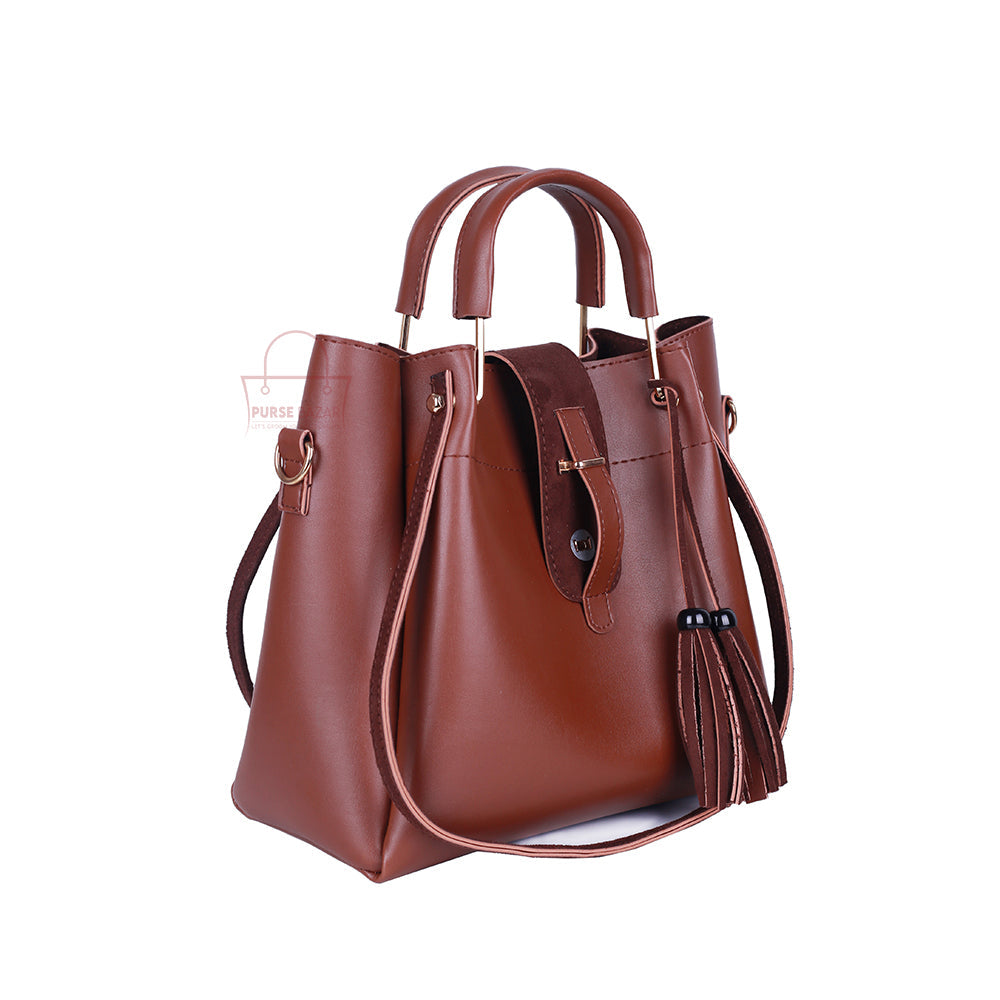 Fancy 3 Pcs Brown Handbag
