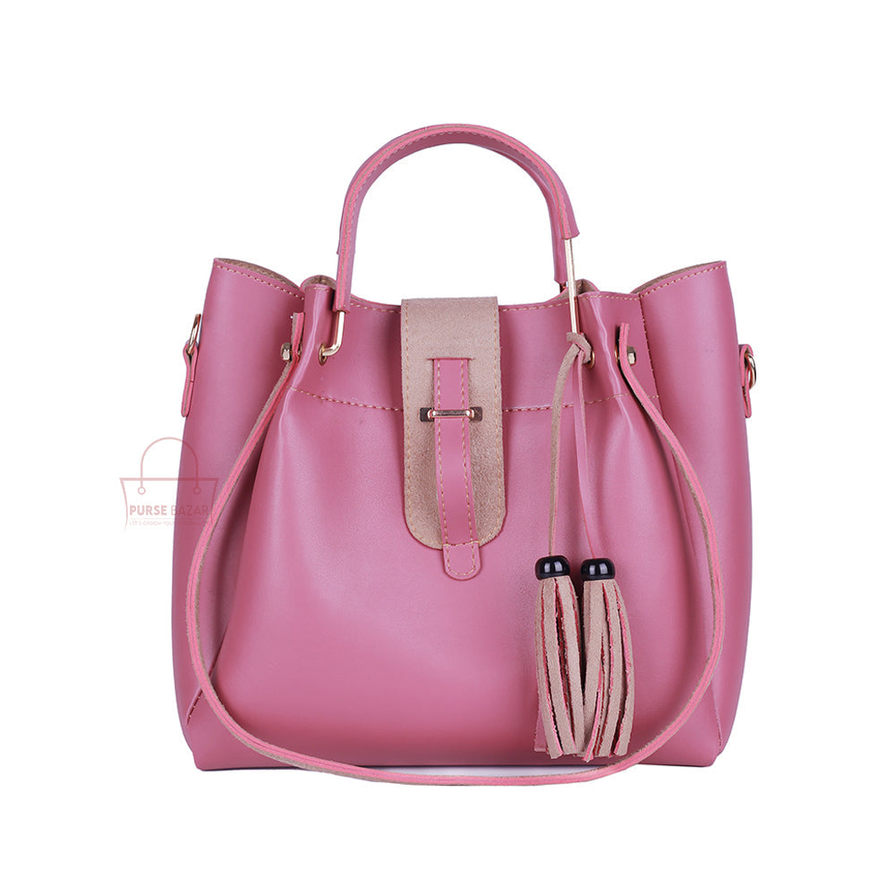 Fancy 3 Pcs Pink Handbag