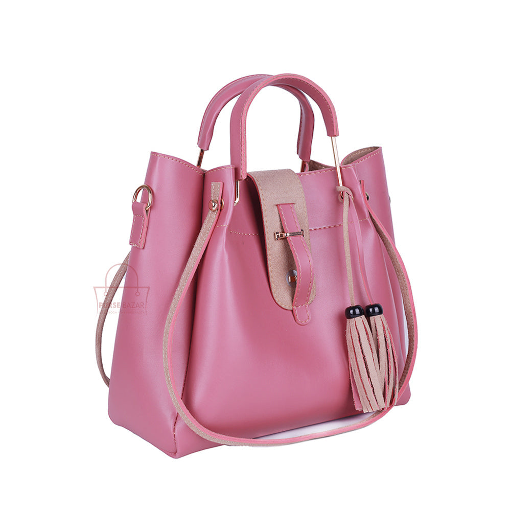 Fancy 3 Pcs Pink Handbag