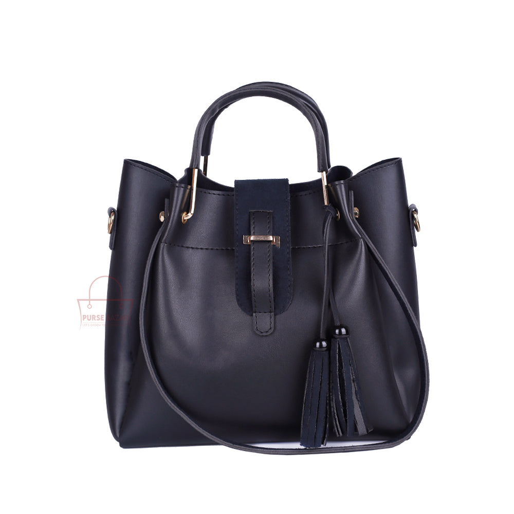 Fancy 3 Pcs Black Handbag