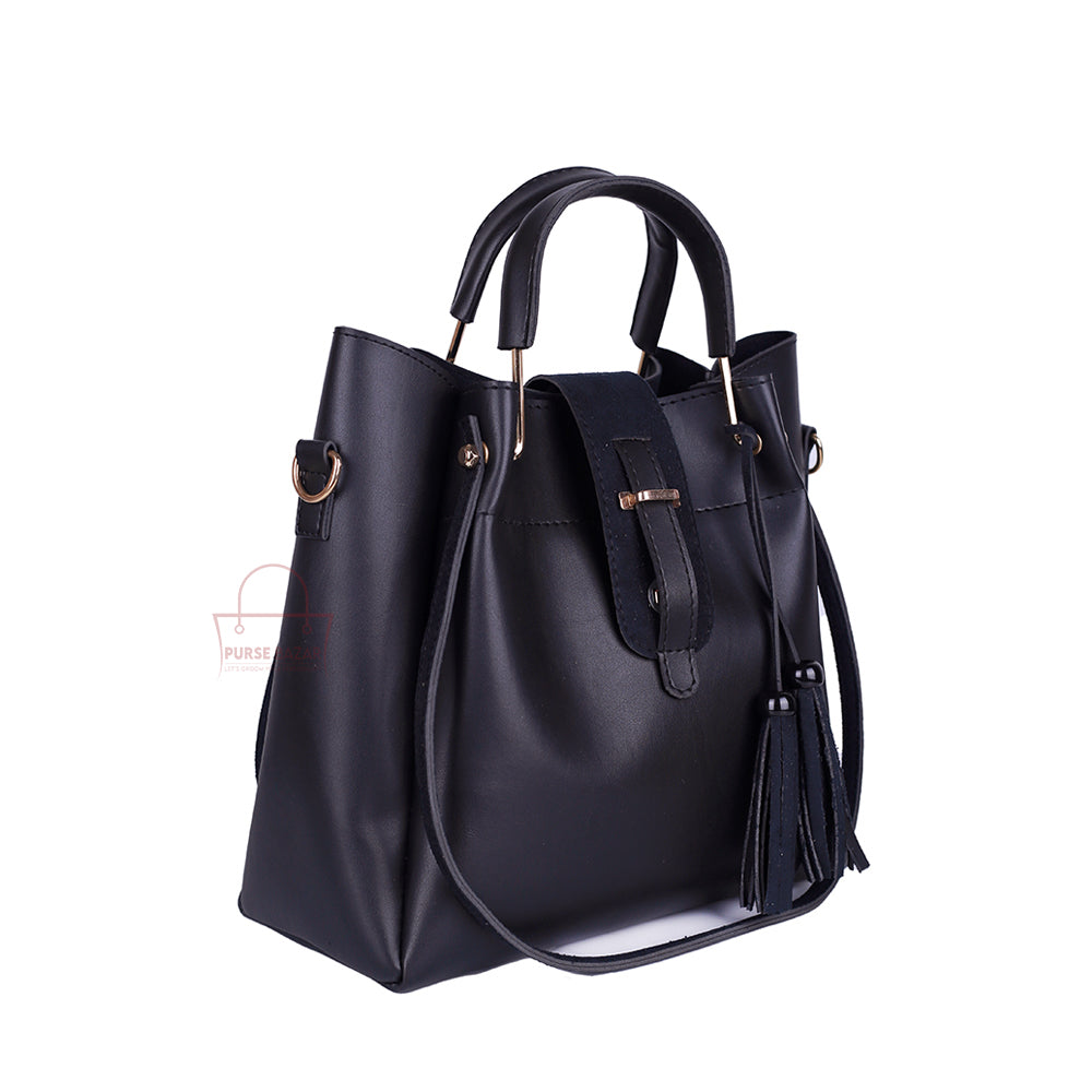 Fancy 3 Pcs Black Handbag