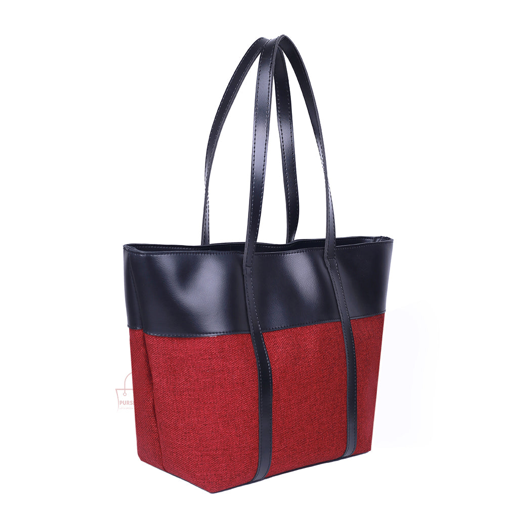 Pairs Maroon & Black Tote Bags