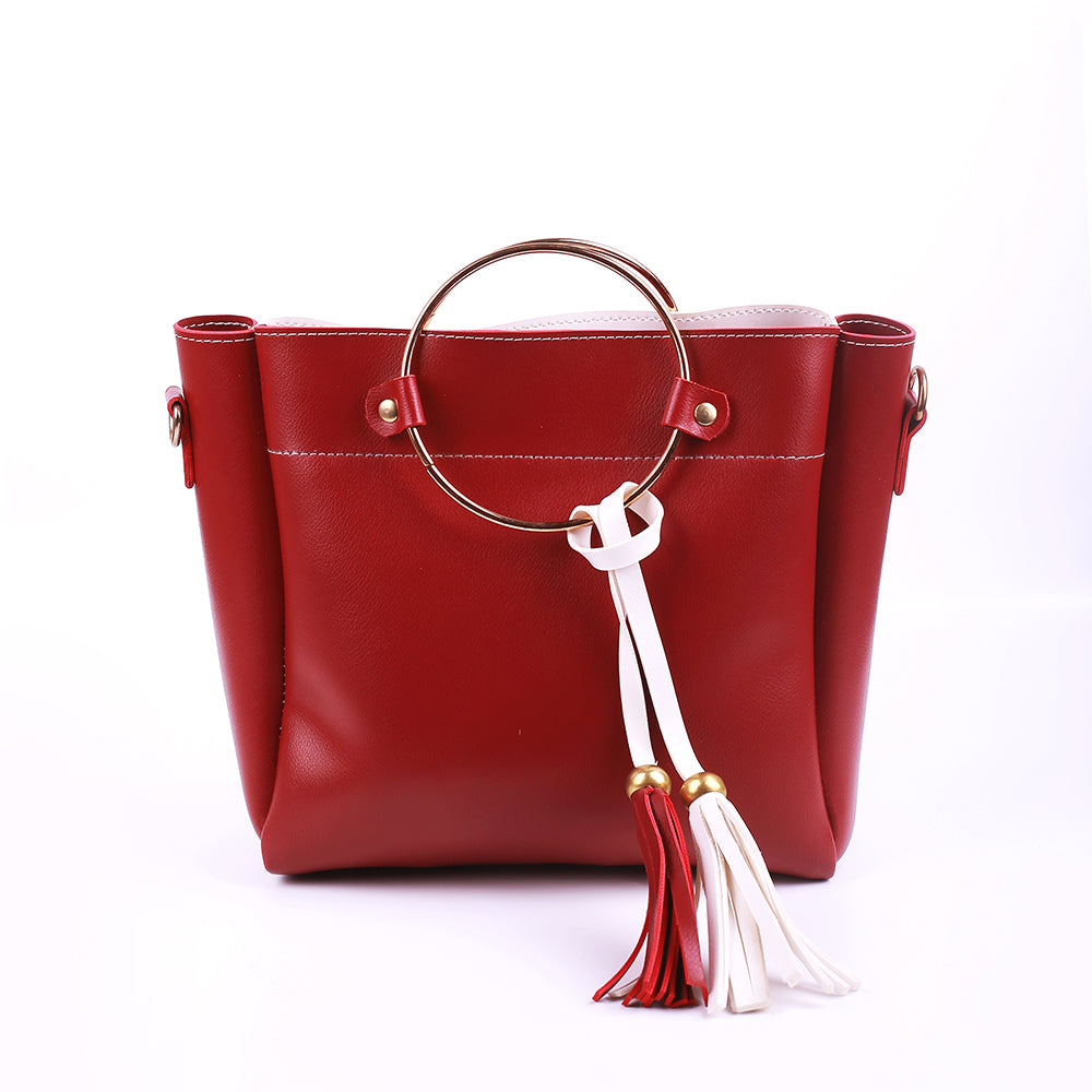 Iconic Maroon and White Handbag