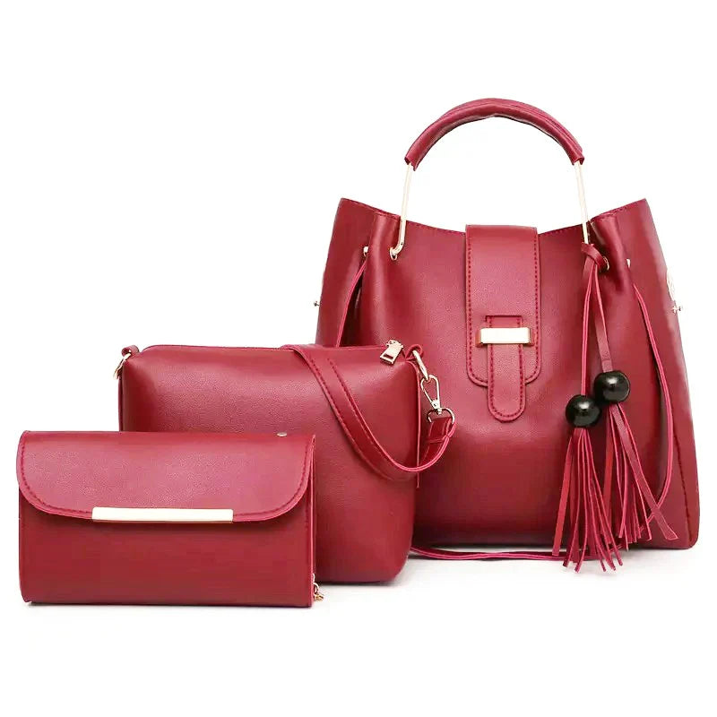 Queen 3 Pcs Maroon Handbag