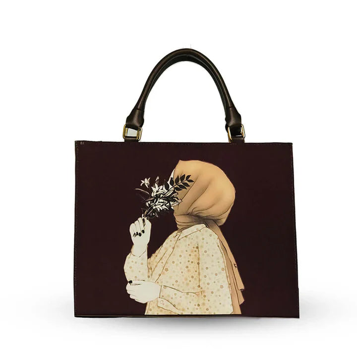 Hijab Girl Dark Brown Canvas Tote Bag