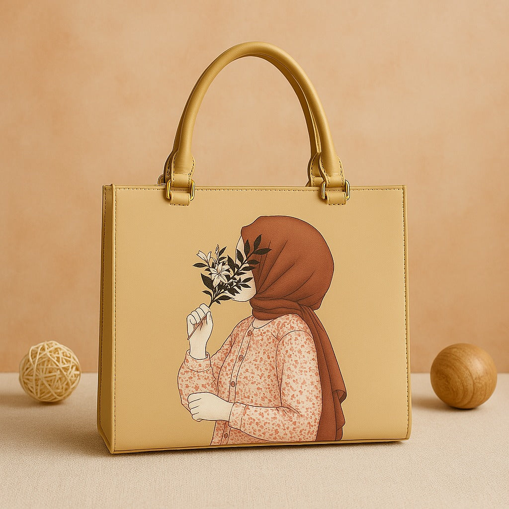 Hijab Girl Beige Canvas Tote Bag