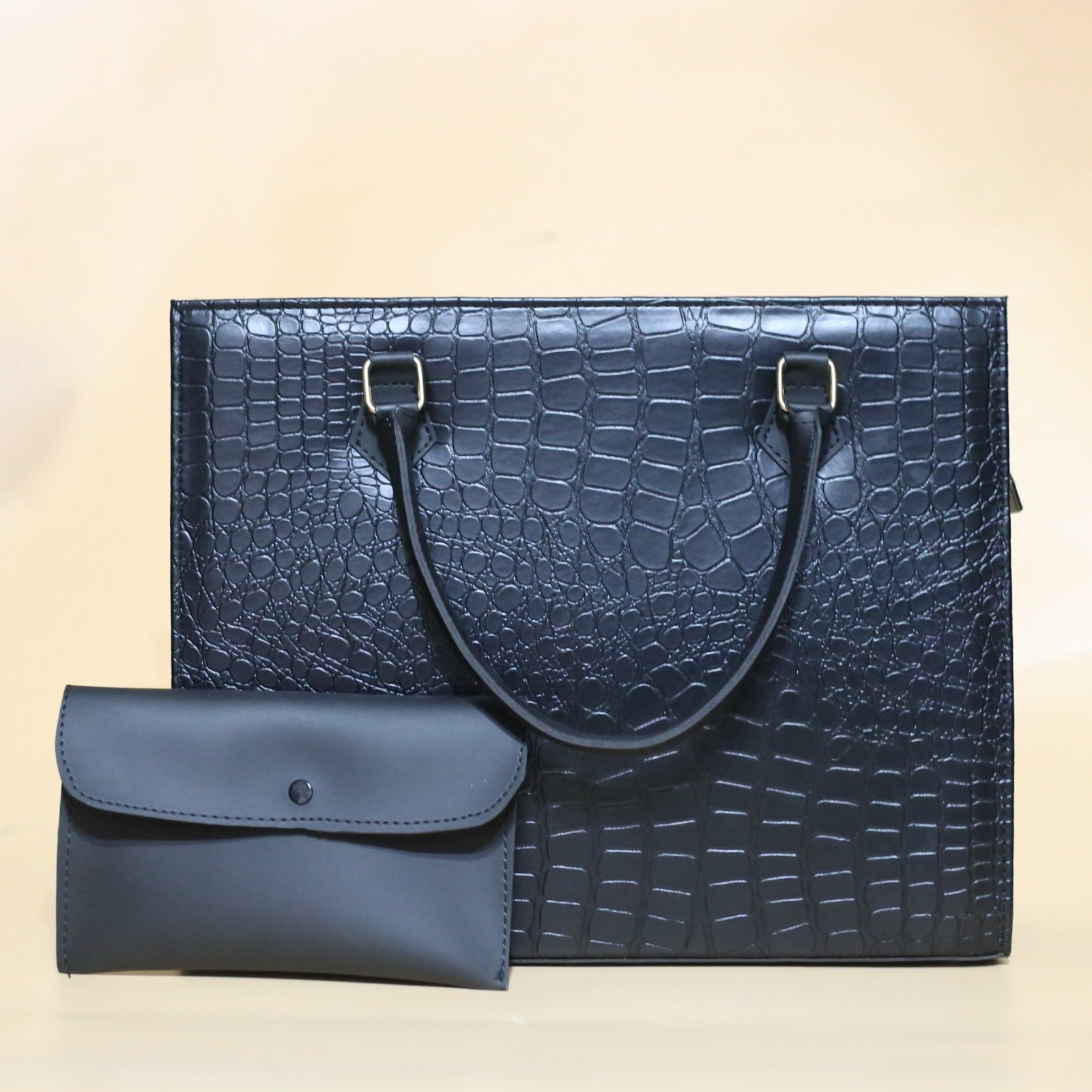 Croc Black Luxury 2 Pcs Tote Set