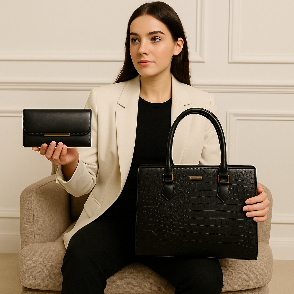 Croc Black Luxury 2 Pcs Tote Set