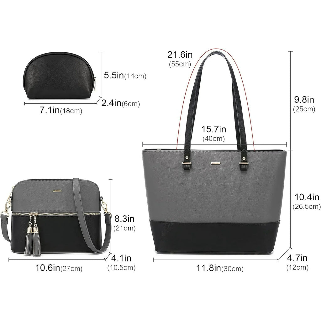 Dream Grey and Black 3 Piece Handbag
