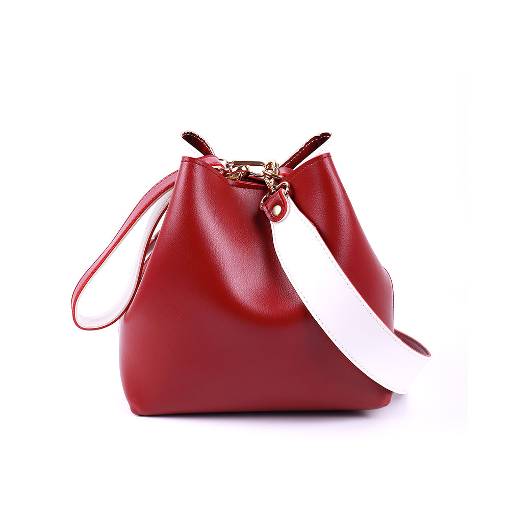 Potli Maroon and White Bag